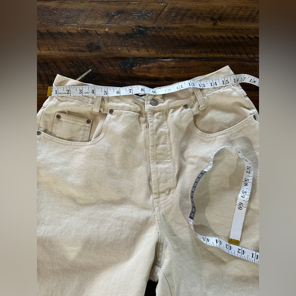 Vintage NY Line High Rise Straight Leg Jeans Beige 100% Cotton Size 14 - Picture 2 of 6